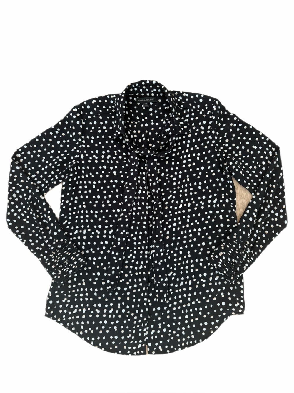 Banana Republic Black & White Polka Dot Button-Up Blouse - Size XS